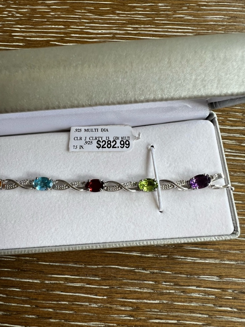 Multi-Gemstone Sterling Silver Bracelet - Colorful Birthstone Accent - Picture 2 of 7